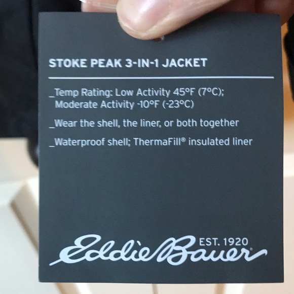 Nwt Eddie Bauer Stoke Peak 3 In Winter 